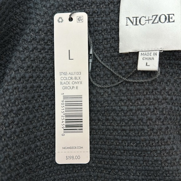 NIC + ZOE Black FRINGE MIX KNIT JACKET Size Large NWT - Picture 15 of 16